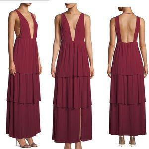 fame and partners corset tiered gown